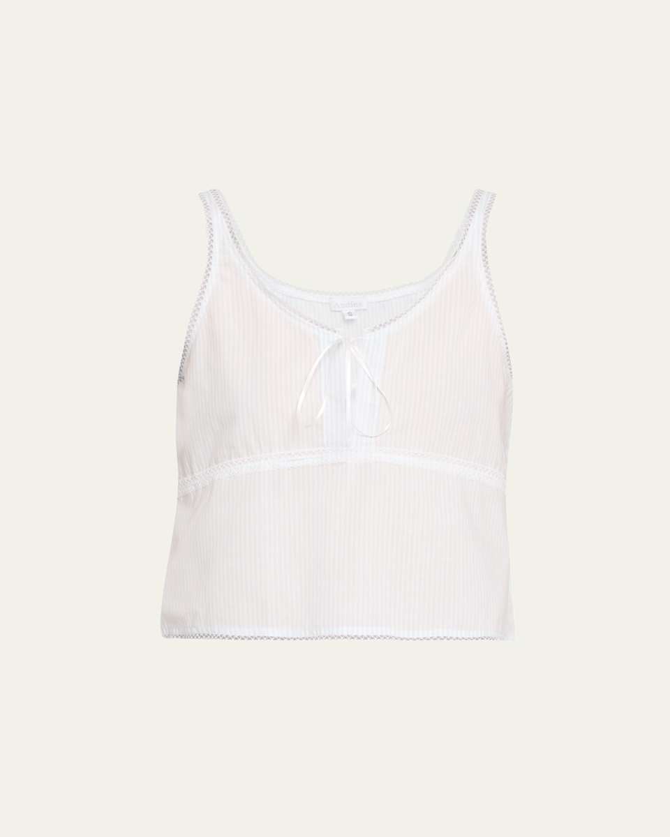 Lulu Striped Lace-Trim Crop Tank
